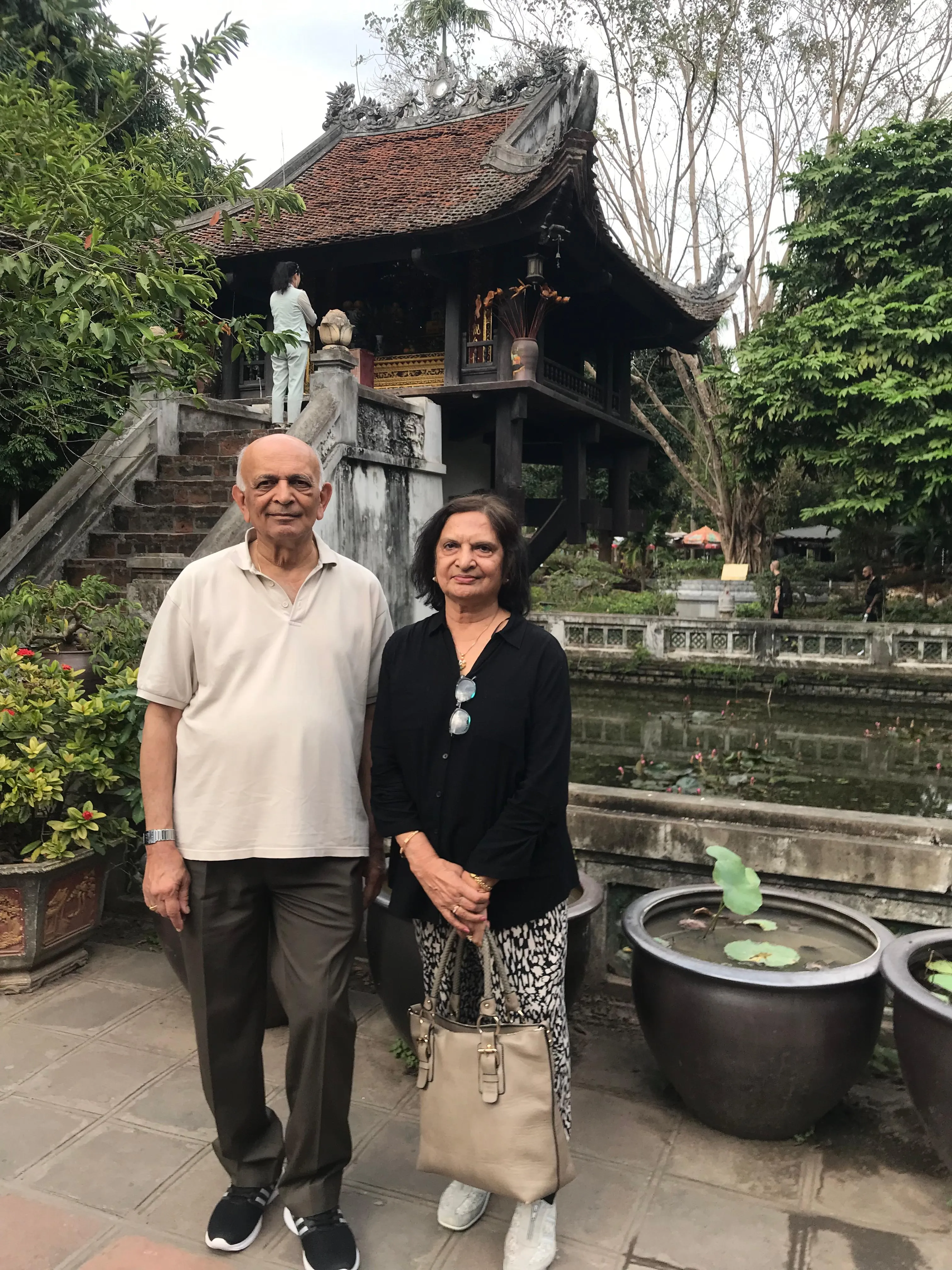 Two people with flowers